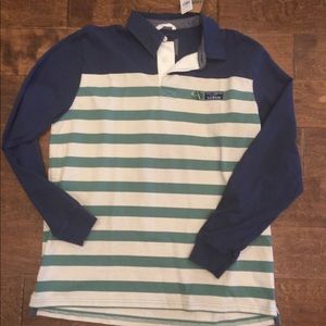 LL Bean Men’s Rugby Long Sleeve Stripe Polo Shirt